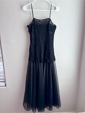 Vintage Henson Kickernick 1970s 80s Black Slip Lingerie Dress Women’s Size Small